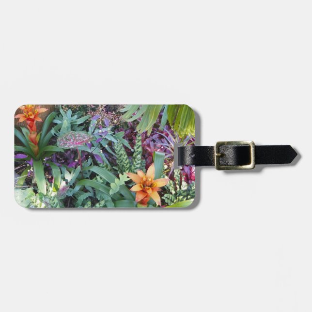 Tropische Pflanze und Bromeliad-Beutel Gepäckanhänger (Vorderseite horizontal)