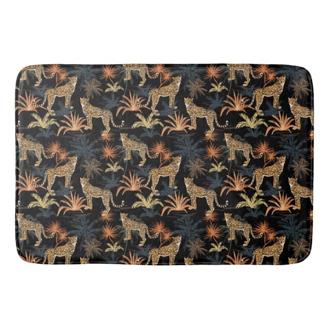 Tropische Pflanze und Geparden Badematte (Vorderseite)