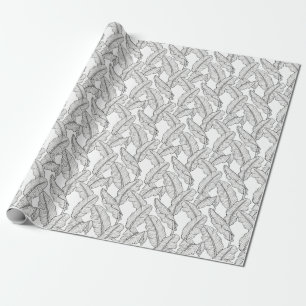 Tropische Pflanzen, Blumen, Dschungelskizze. Geschenkpapier