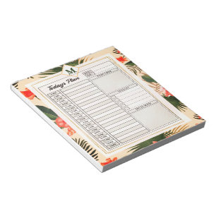Tropische Pflanzen Monogramm Tagesplaner Notizblock