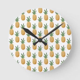 Tropische Pineapple Pattern Round Clock Runde Wanduhr