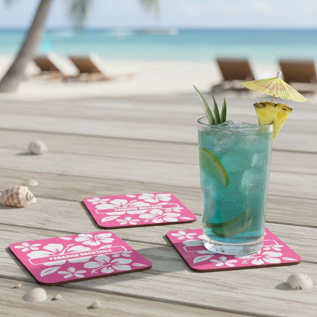 Tropische Pink Beach Blume Rechteckiger Pappuntersetzer (tropical pink beach coasters)