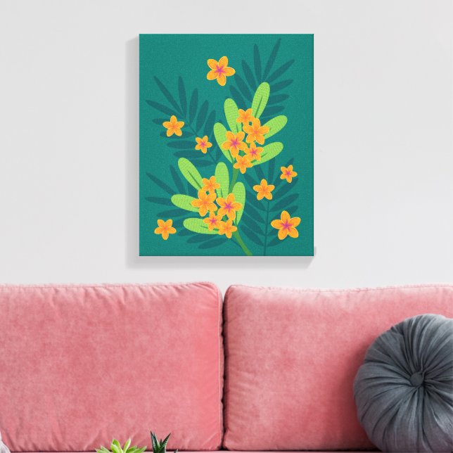 Tropische Plumeria Art Canvas Leinwanddruck (Insitu (Wohnzimmer))