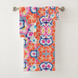 Tropische Plumeria-Blume X Muster Badhandtuch Set