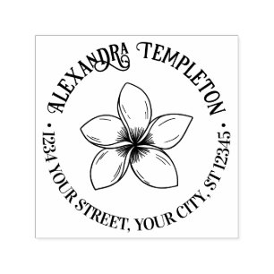 Tropische Plumeria-Blumenname Rücksendeadresse Permastempel