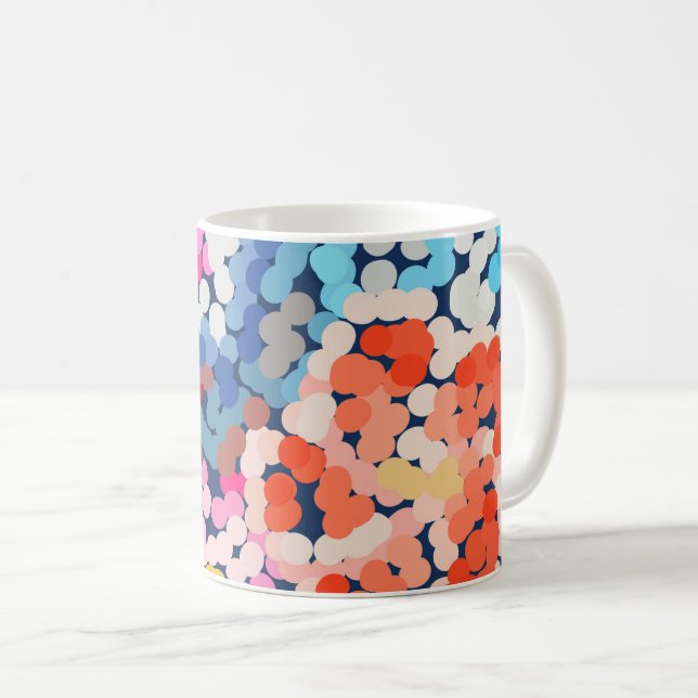 Tropische Plumeria Dotted Gepunktete Blume Abstrak Kaffeetasse (VorderseiteRechts)
