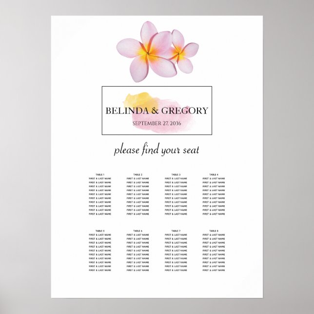 Tropische Plumeria Frangipani Hochzeitskarte Poster (Vorne)