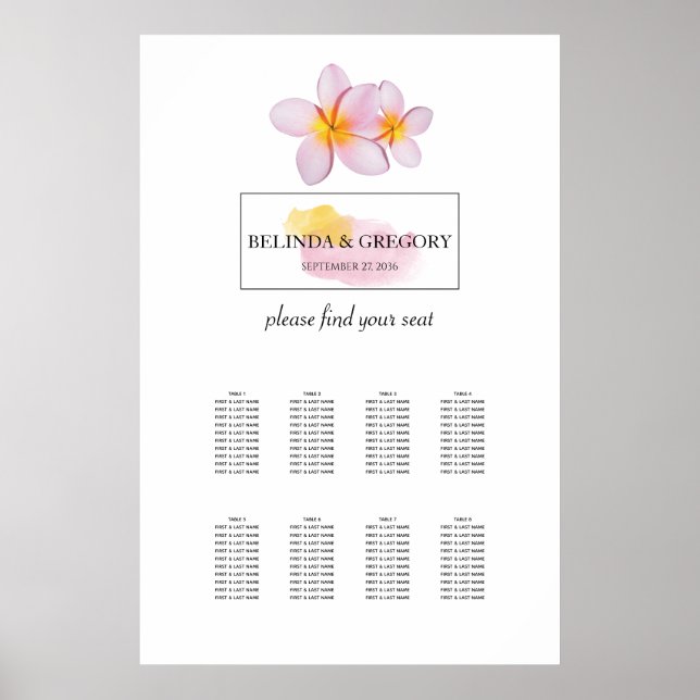Tropische Plumeria Frangipani Hochzeitskarte Poster (Vorne)