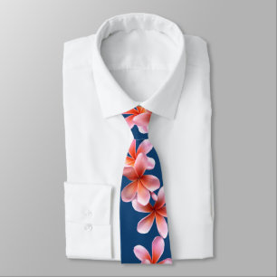 Tropische Plumeria Frangipani Sea Blue Neck Tie Krawatte