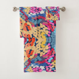 Tropische Plumeria Gepunktete Blume Muster Badhandtuch Set