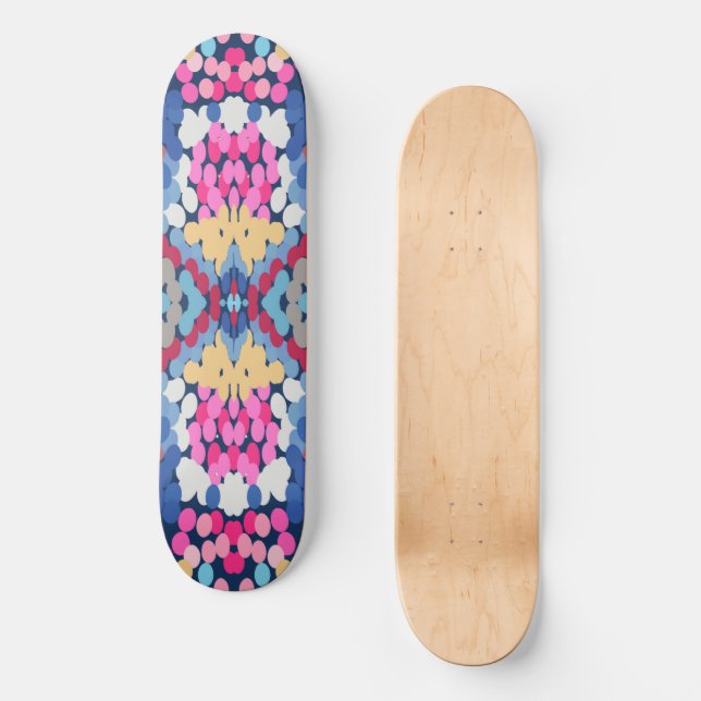 Tropische Plumeria Gepunktete Blume Muster Skateboard (Vorderseite)