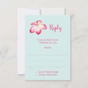 Tropische Plumeria Hochzeitskarte RSVP Karte