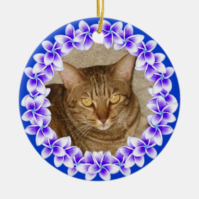 Tropische Plumeria-Leu-Foto-Verzierung Keramik Ornament (Vorne)