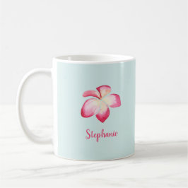 Tropische Plumeria Pink Wasserfarbe Tasse