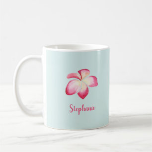 Tropische Plumeria Pink Wasserfarbe Tasse