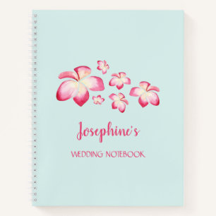 Tropische Plumeria Pink Wasserfarbenhochzeit Notizbuch