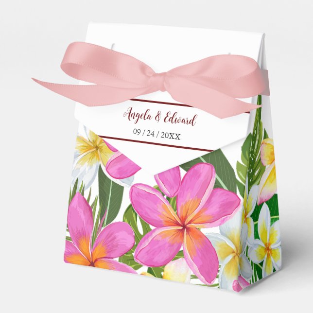 Tropische Plumeria Temple Tree Gastgeschenk Hochze Geschenkschachtel (Vorderseite)