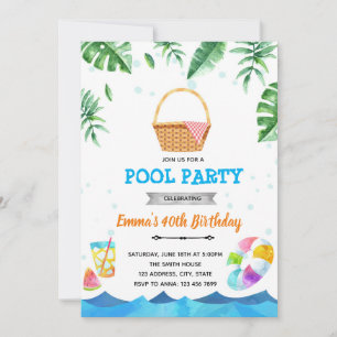 Tropische Pool-Picknick-Brunch-Einladung Einladung