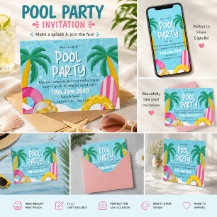Tropische Poolparty Einladung
