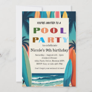 Tropische Poolparty  Nicole 9. Geburtstag 2026 Einladung