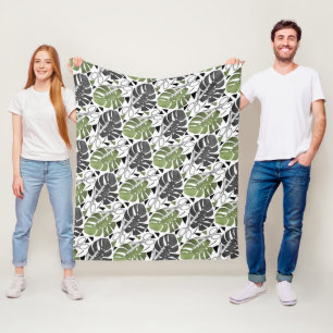 Tropische Print Monstera Leaves Fleecedecke