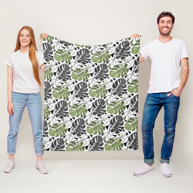 Tropische Print Monstera Leaves Fleecedecke (Beispiel)
