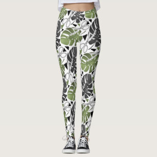 Tropische Print Monstera Leaves Leggings