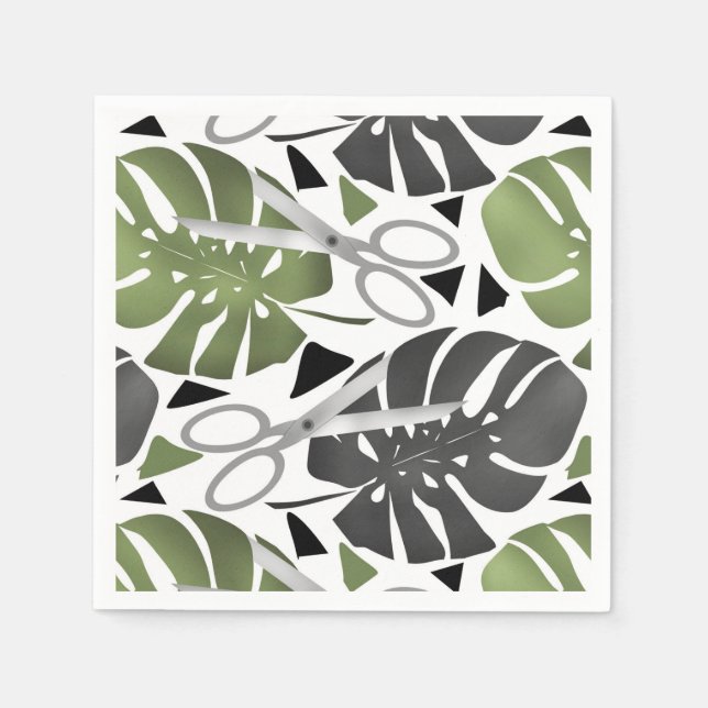 Tropische Print Monstera Leaves Serviette (Vorderseite)