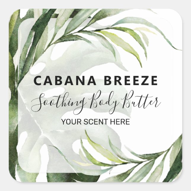 Tropische Produktkennzeichnungen Quadratischer Aufkleber (Vorderseite)