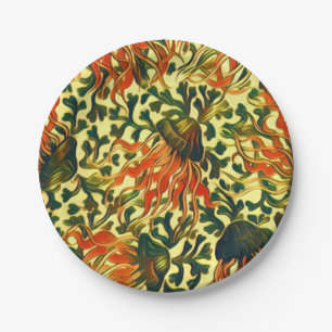 Tropische Quallen Unterwasser Meer Kunst Pappteller