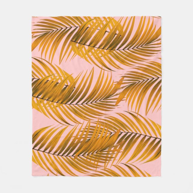 Tropische realistische Blätter Muster Trendy Fashi Fleecedecke (Vorderseite)