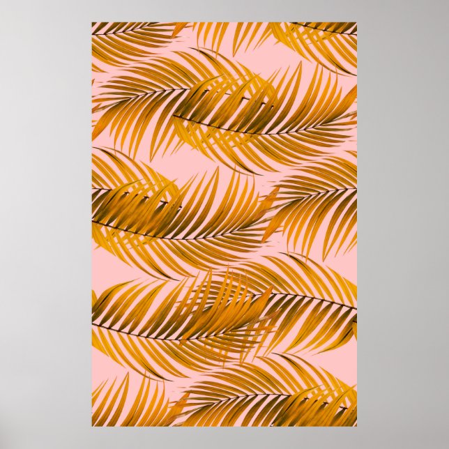 Tropische realistische Blätter Muster Trendy Mode  Poster (Vorne)