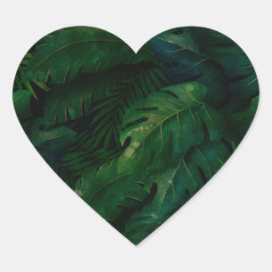 Tropische Regenwaldblätterblätterung Herz-Aufkleber