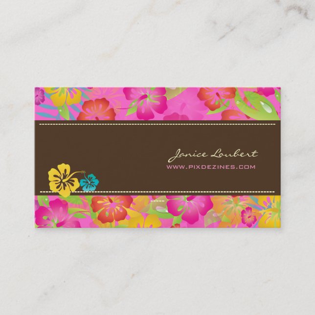 TROPISCHE RETRO-BOLD-BLUME, HIBISKUS VISITENKARTE (Vorderseite)