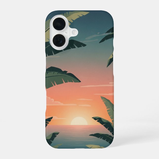 Tropische Retro-Dämmerung iPhone 16 Hülle (Rückseite)