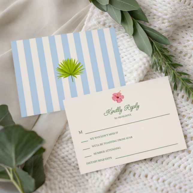 Tropische Retro-Küsten-Hochzeitseinladung RSVP Karte (Von Creator hochgeladen)