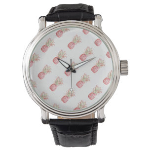 Tropische rosa Ananas Armbanduhr