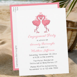 Tropische rosa Flamingo Hawaiian Verlobungsparty Einladungspostkarte