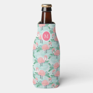 Tropische rosa Flamingo-Lagune personalisiert Flaschenkühler