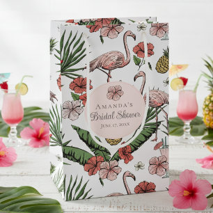 Tropische rosa Flamingo und Hibiskus-Junggesellinn Kleine Geschenktüte