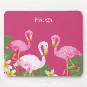 Tropische rosa Flamingos auf Rosa Mousepad