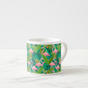 Tropische rosa Flamingos Dschungelfoliage Espressotasse