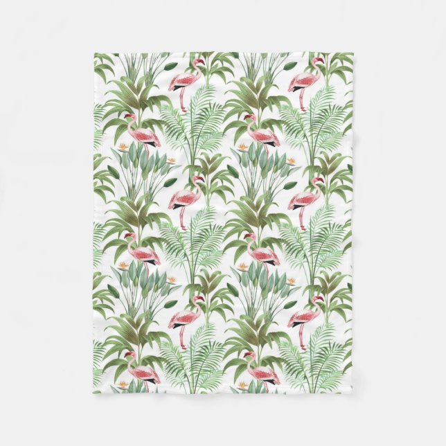 Tropische rosa Flamingos Fleecedecke (Vorderseite)