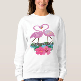 Tropische rosa Flamingos in der Liebe, Frauen Sweatshirt