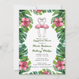 Tropische rosa Flamingos Verlobungsbrause-Party Einladung