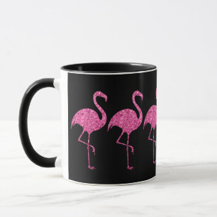 Tropische rosa Glitzer-Flamingos Tasse
