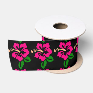 Tropische rosa Hibiskus-Blume Thunder_Cove Satinband