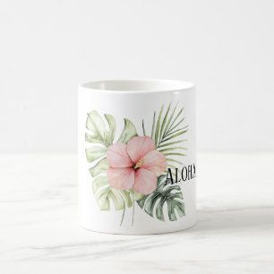 Tropische rosa Hibiskus-Blütenblätter Aloha Kaffeetasse