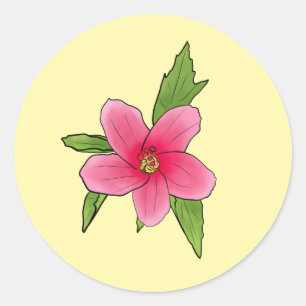 Tropische rosa Hibiskus-Geburtstagsaufkleber Runder Aufkleber
