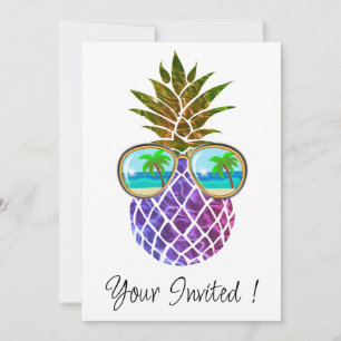 Tropische rosa lila Ananas Einladung
